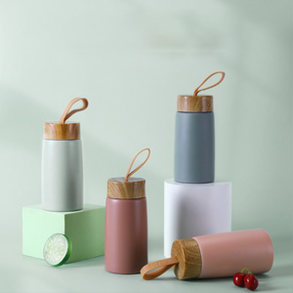 304 stainless steel portable coffee cup with wood ...