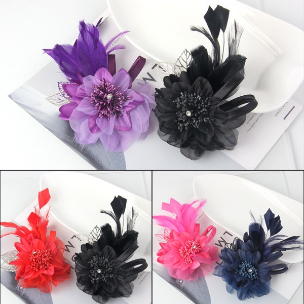 Feather Flower Handmake Brooch 