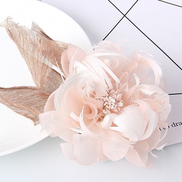 Feather Flower Handmake Brooch 