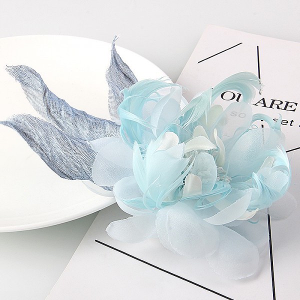 Feather Flower Handmake Brooch 