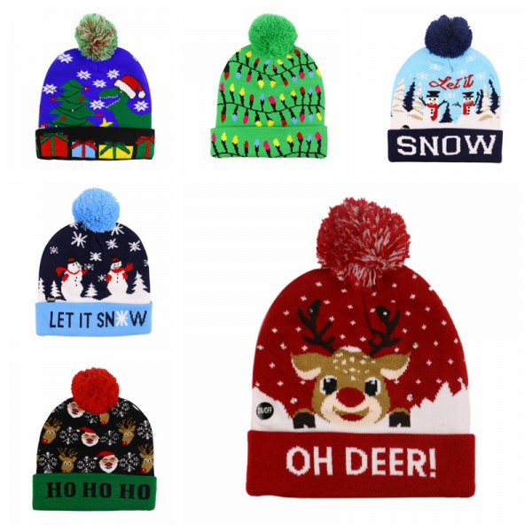Autumn and winter knitted christmas woven hats 