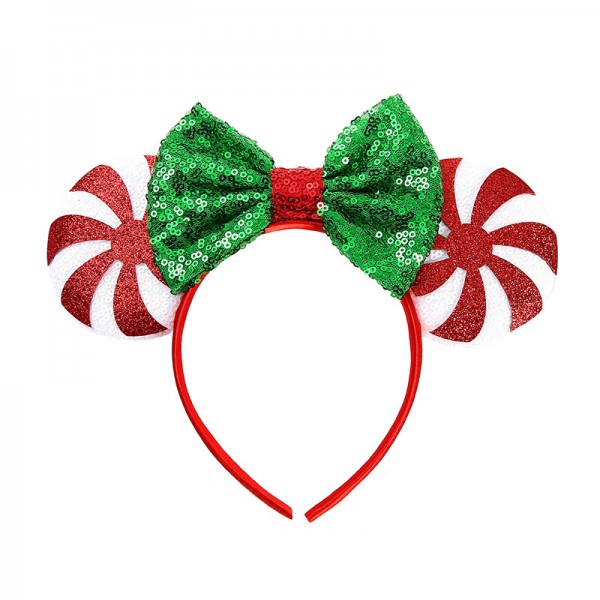 Christmas Mickey hair hoop Holiday pie head hoop sequin bow ear hair accessories