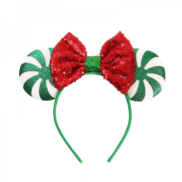 Christmas Mickey hair hoop Holiday pie head hoop sequin bow ear hair accessories
