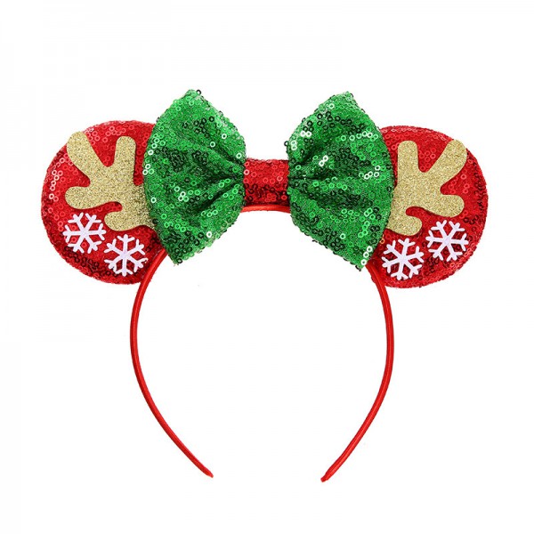 Christmas Mickey hair hoop Holiday pie head hoop sequin bow ear hair accessories