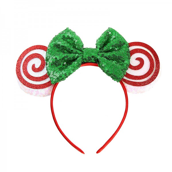Christmas Mickey hair hoop Holiday pie head hoop sequin bow ear hair accessories