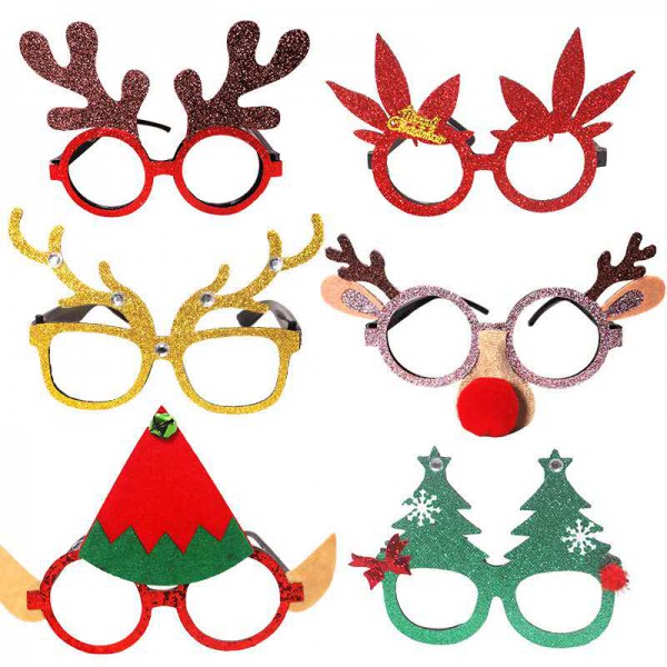 Reindeer Party Glasses Novelty Glittering Xmas sun...