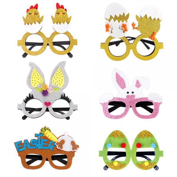 Easter glasses cartoon accessories funny props Children's party decorations Bunny eggshell egg frames