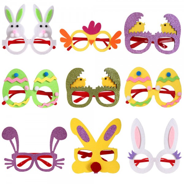Easter glasses cartoon accessories funny props Children's party decorations Bunny eggshell egg frames