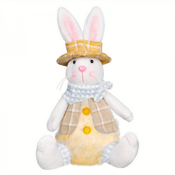 Easter party supplies Bunny doll Sitting bunny Home decor plaid bunny doll