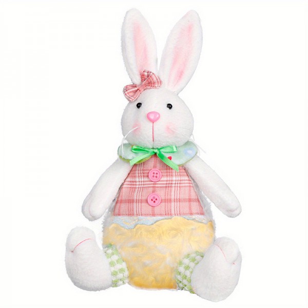 Easter party supplies Bunny doll Sitting bunny Home decor plaid bunny doll