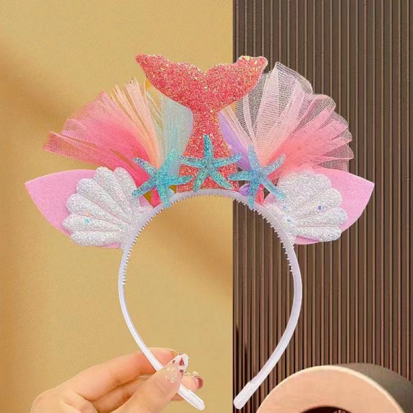 Child hair clip cute mermaid headdress shell starfish hair band cute baby fish tail hair band