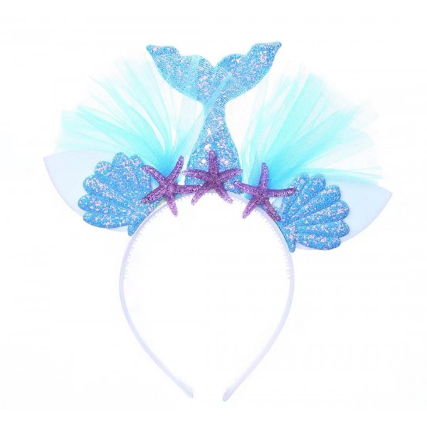 Child hair clip cute mermaid headdress shell starf...
