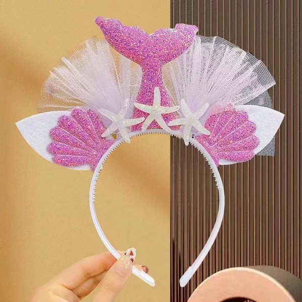 Child hair clip cute mermaid headdress shell starfish hair band cute baby fish tail hair band