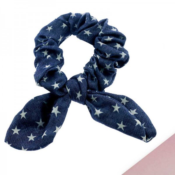 Ladies Bunny ears star printed scrunchy hair accessories for women