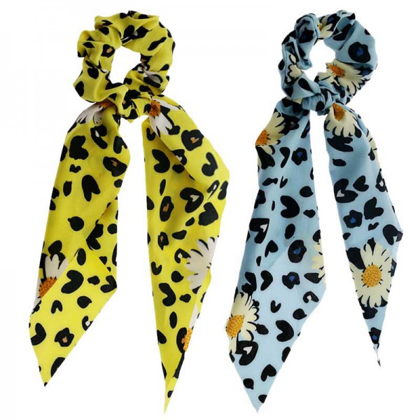 Hot sell Flower Pattern Elastic Hair Bands Scarf Chiffon Hair Ties Scrunchies 