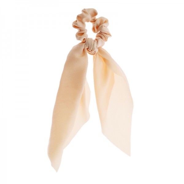 Solid Color Hair Ribbon Scrunchies Girl Elastic Chiffon Long Ponytail Bow Streamer Hair Scrunchies 
