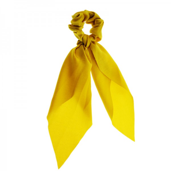 Solid Color Hair Ribbon Scrunchies Girl Elastic Chiffon Long Ponytail Bow Streamer Hair Scrunchies 