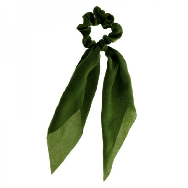 Solid Color Hair Ribbon Scrunchies Girl Elastic Chiffon Long Ponytail Bow Streamer Hair Scrunchies 