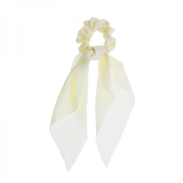 Solid Color Hair Ribbon Scrunchies Girl Elastic Chiffon Long Ponytail Bow Streamer Hair Scrunchies 