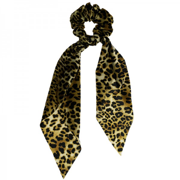 Youkan Fashion Leopard Printing Ponytail Holder Head Scarf Cheetah Hair Scarf Scrunchie for Hair 