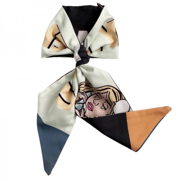 Custom  Print Elastic Hair Tie Scarf Ponytail Hold...