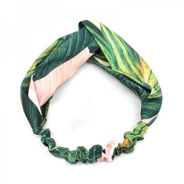 Wholesale Women Headband Printed Turban Vintage Cross Knot Elastic Hair Bands 