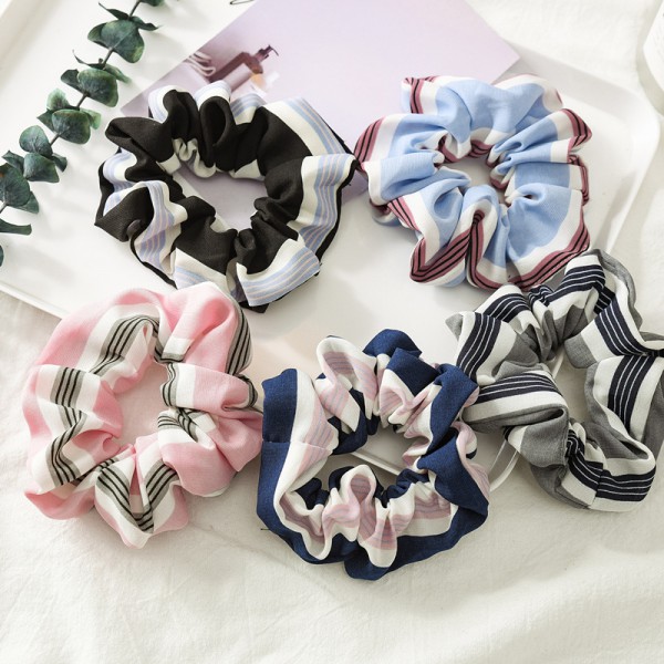 High quality pretty striped fabric scrunchies hair accessories for girls