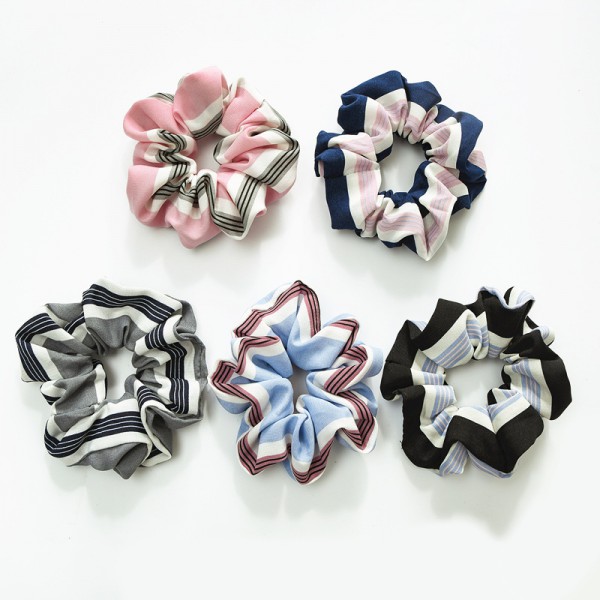 High quality pretty striped fabric scrunchies hair...