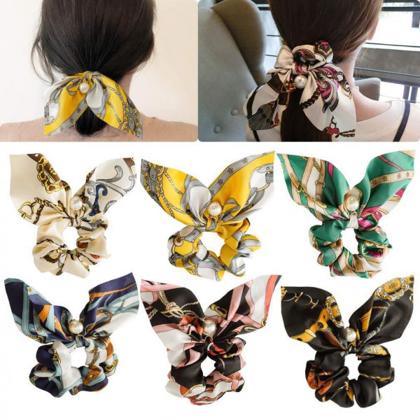 New arrival Hair Scrunchies Ponytail Holder Silk Scarf Bow Scrunchies Hair Accessories