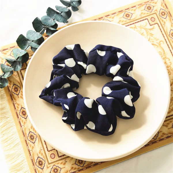 Hot selling White Big Dot Women chiffon Hair Scrunchies Elastic Rope Scrunchy Hair Accessories Bands 