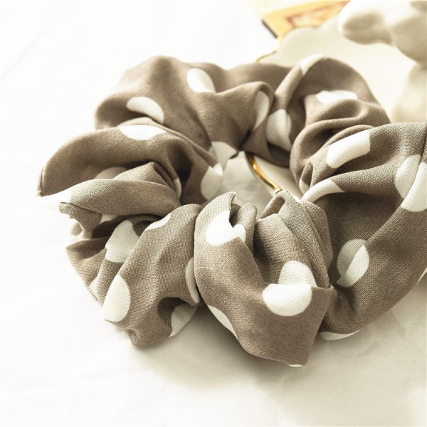 Hot selling White Big Dot Women chiffon Hair Scrunchies Elastic Rope Scrunchy Hair Accessories Bands 