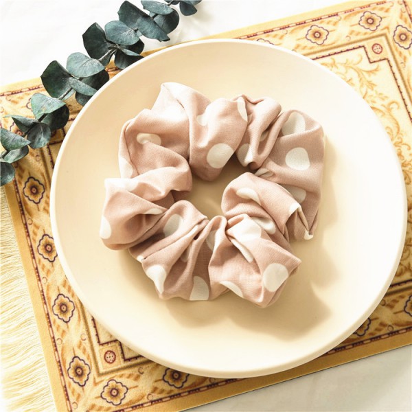 Hot selling White Big Dot Women chiffon Hair Scrunchies Elastic Rope Scrunchy Hair Accessories Bands 