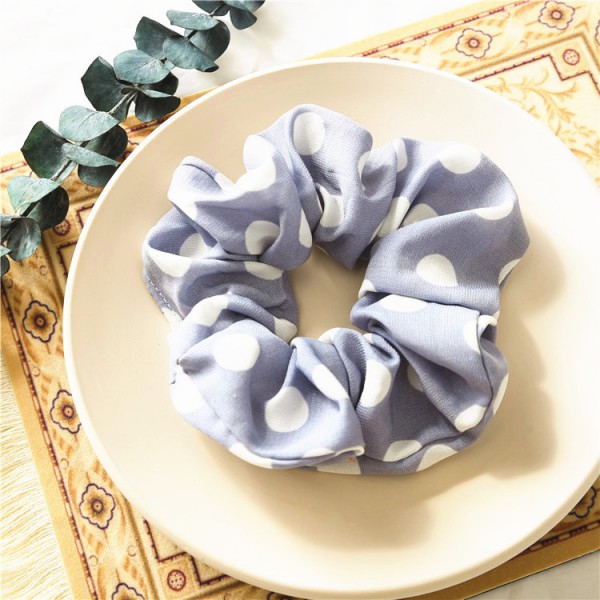 Hot selling White Big Dot Women chiffon Hair Scrunchies Elastic Rope Scrunchy Hair Accessories Bands 