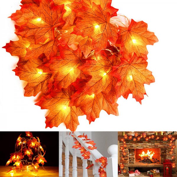 Led lights string simulation maple rose egg blosso...