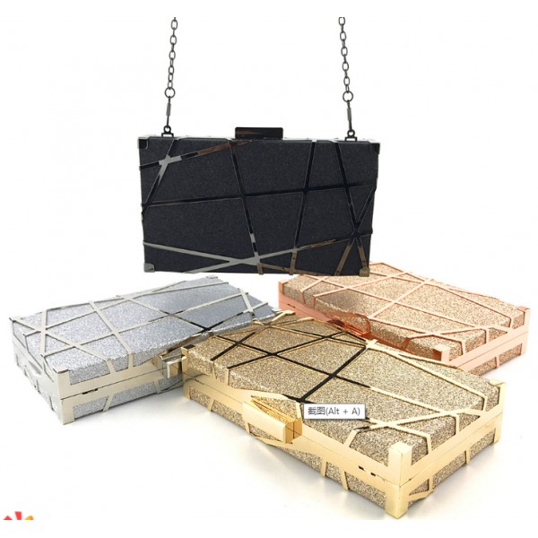 YouKan Fashion Pu Leather Evening Clutch Bag Metal Purse Wedding Party Handbag