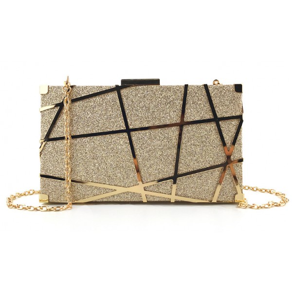 YouKan Fashion Pu Leather Evening Clutch Bag Metal Purse Wedding Party Handbag