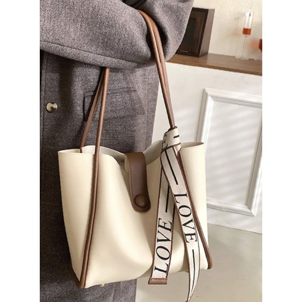 Letter Tape Decor Shouler Tote Bag -Women's bag 
