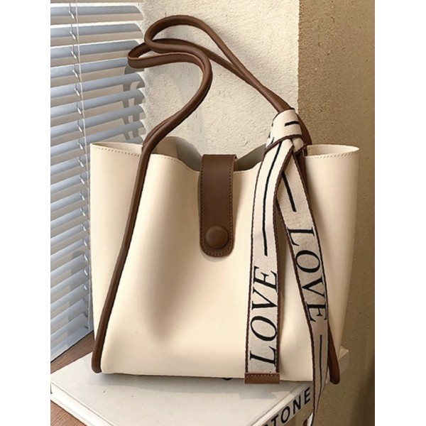 Letter Tape Decor Shouler Tote Bag -Women's bag 