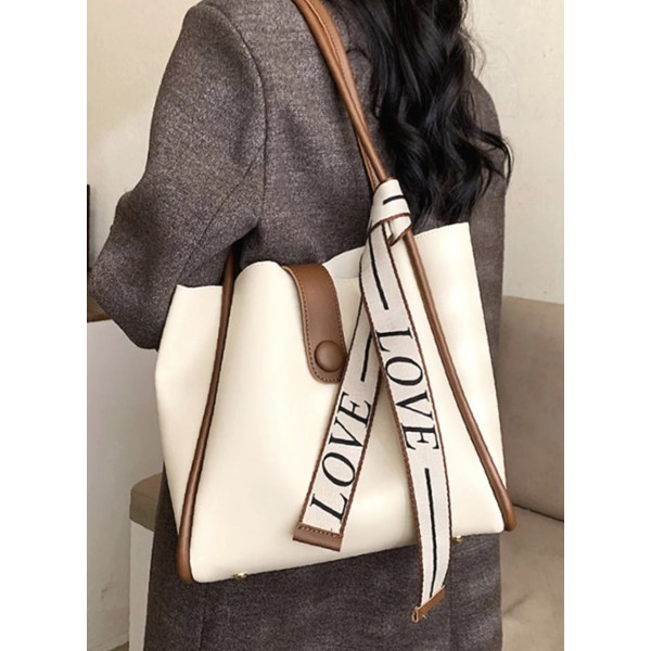 Letter Tape Decor Shouler Tote Bag -Women's bag 