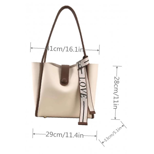 Letter Tape Decor Shouler Tote Bag -Women's bag 