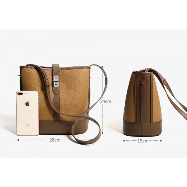 Cowhide Bucket Bag Real leather Large capacity Women's Bag 2021 single shoulder crossbody bag