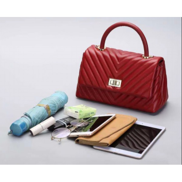 New Solid Soft Leather Handbags For Women Striped Flap Bag Lady Crossbody Shoulder Bag 