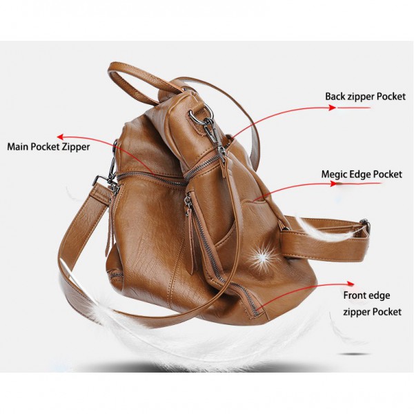 Youkan Fashion woman backpack travel leather bag woman handbag two way shoulder bag Geniue sheep leather bags soft leather backpack