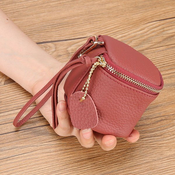 Youkan Fashion Top Grade Real Leather lap dips leather women's cosmetic bag coin purse hand carrying coin purse