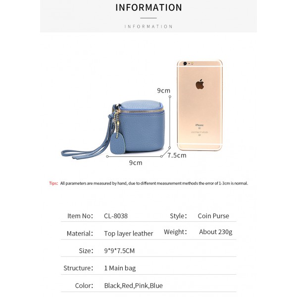 Youkan Fashion Top Grade Real Leather lap dips leather women's cosmetic bag coin purse hand carrying coin purse