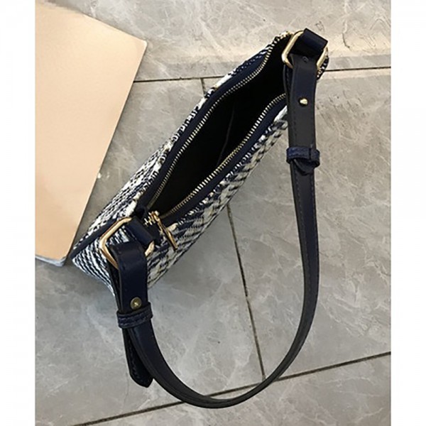 Fashion versatile plaid crescent underarm portable crossbody bag