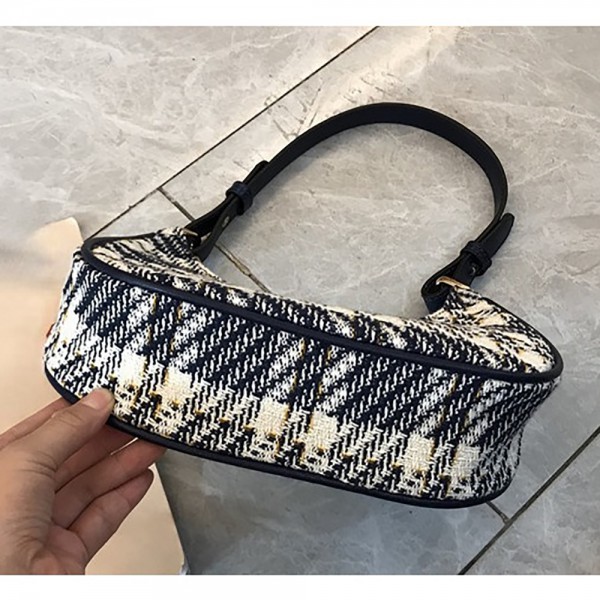 Fashion versatile plaid crescent underarm portable crossbody bag