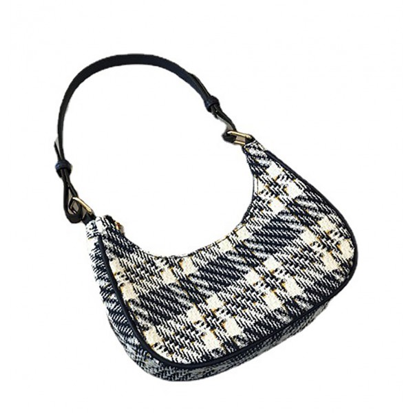 Fashion versatile plaid crescent underarm portable...