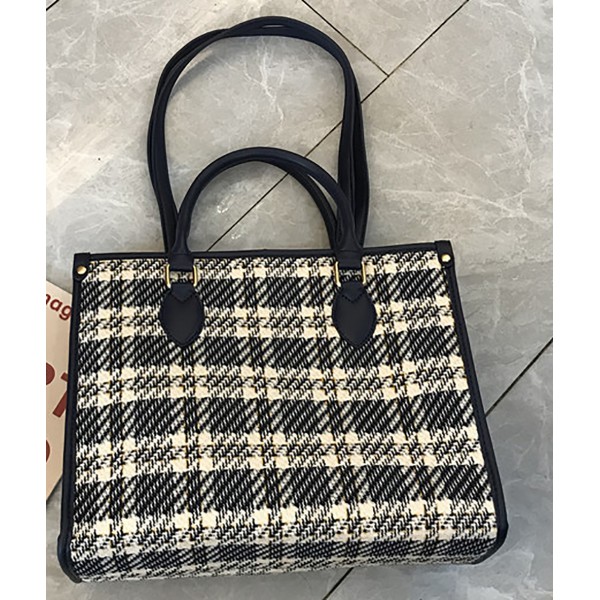 Large capacity Tote bag niche design plaid handbag shopping bag