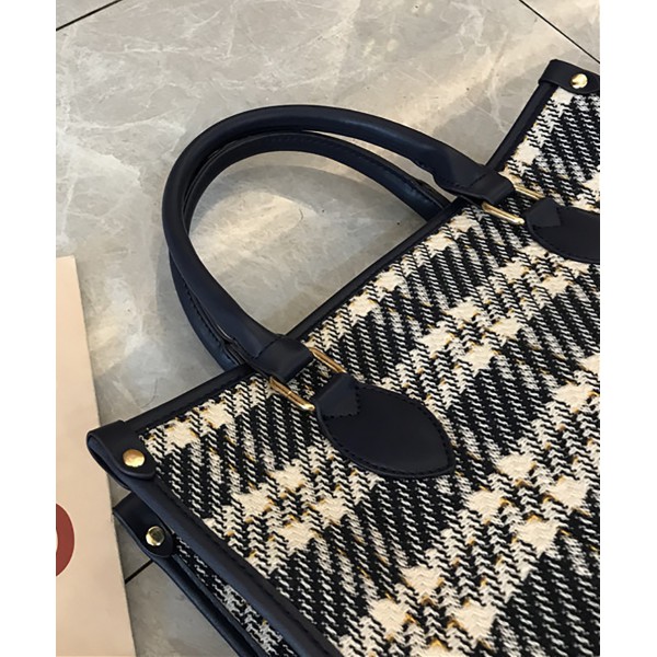 Large capacity Tote bag niche design plaid handbag shopping bag